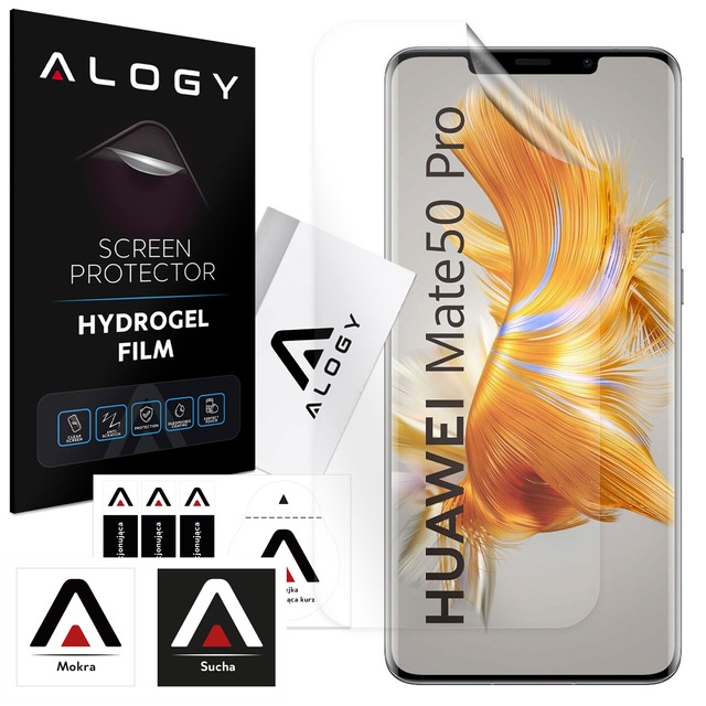 Hydrogel-Folie für Huawei Mate 50 Pro, schützender Handy-Displayschutz Alogy Hydrogel-Folie