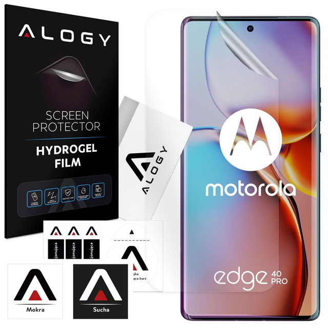 Hydrogelfolie für Motorola Edge 40 Pro, schützender Telefonbildschirm, Alogy Hydrogelfolie