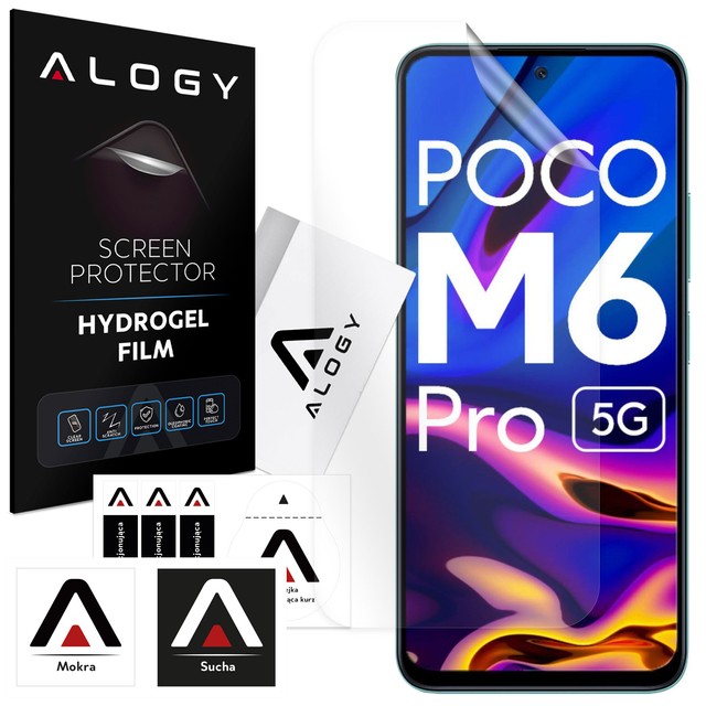 Hydrogelfolie für Xiaomi Poco M6 Pro, schützender Handy-Displayschutz Alogy Hydrogelfolie