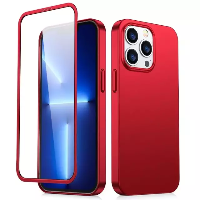 Joyroom 360 Full Case Cover für iPhone 13 Pro Back &amp; Front Cover Tempered Glass Red (JR-BP935 red)