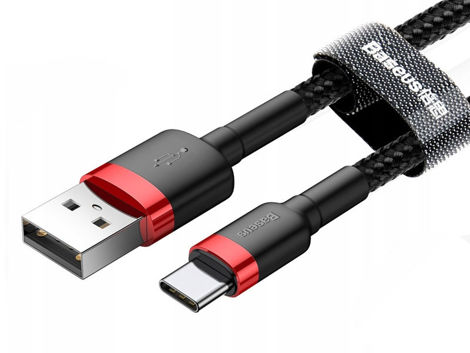 Kabel 50 cm Baseus Cafule USB-C 3A rot schwarz