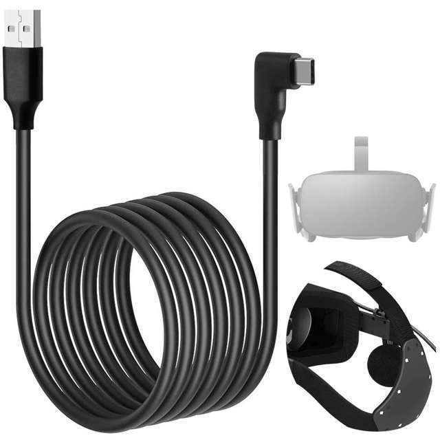 Kabel für VR-Brille Alogy USB zu USB Type-C 5m Kabel für Oculus Link Quest 1 2 Schwarz