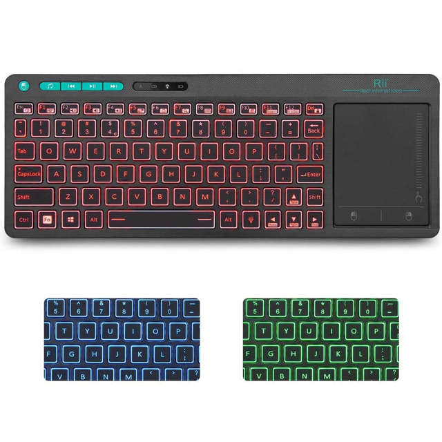 Kabellose RGB-LED-Tastatur mit Touchpad für PC-TV-Tablet Schwarze schlanke LED-Maus Verstellbarer Ständer