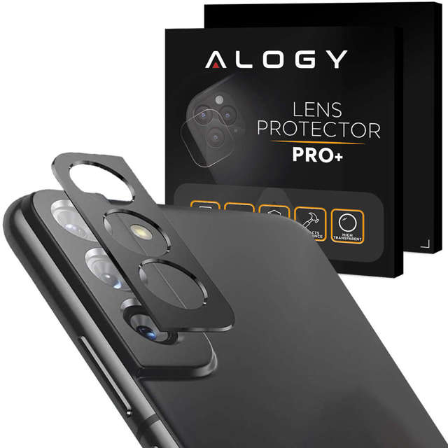 Kamera-Schutzhülle aus Metall Alogy Metall-Objektivabdeckung für Galaxy S22 Plus Schwarz