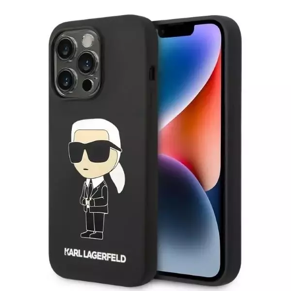 Karl Lagerfeld Case KLHCP14XSNIBCKK für iPhone 14 Pro Max 6.7" Hardcase Silikon Ikonik schwarz/schwarz