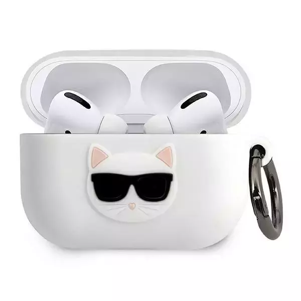 Karl Lagerfeld KLACAPSILCHWH AirPods Pro Cover weiß/weiß Silikon Choupette