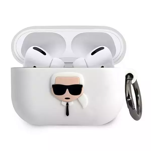 Karl Lagerfeld KLACAPSILGLWH AirPods Pro Cover weiß / weiß Silikon Ikonik