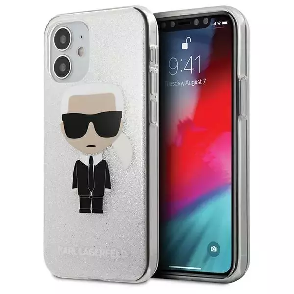 Karl Lagerfeld KLHCP12SPCUTRIKSL iPhone 12 mini 5,4" srebrny/silver Hardcase Glitter Ikonik Karl