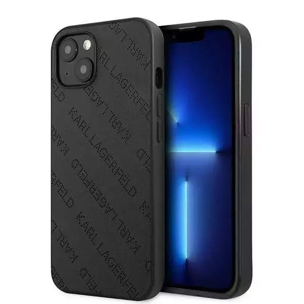 Karl Lagerfeld KLHCP13SPTLK Schutzhülle für Apple iPhone 13 Mini 5.4" Hardcase schwarz/schwarz Allover perforiert