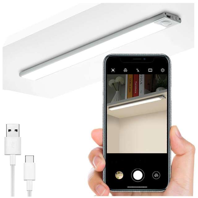 Lampe Alogy Slim LED-Unterschrank-Möbelbeleuchtung mit Batterie, Sensor 20 cm Weiß