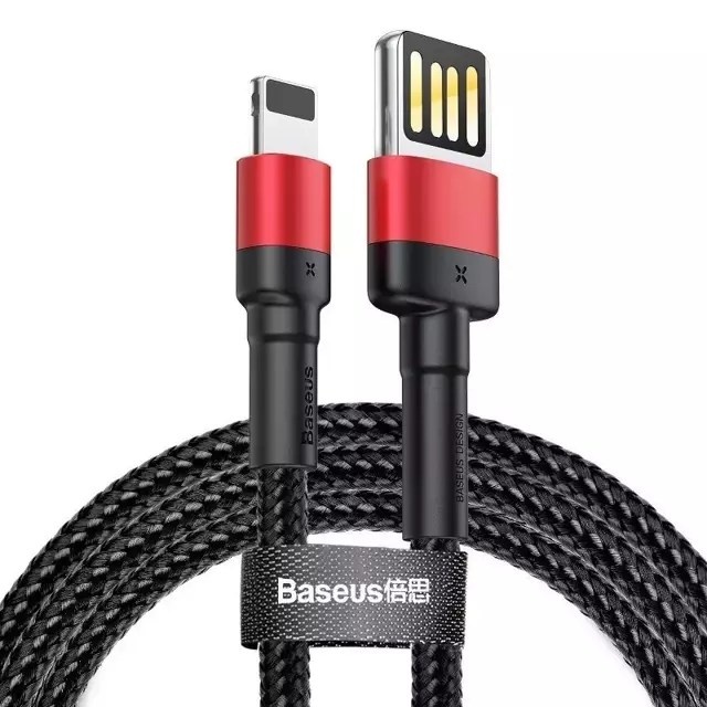 Lightning USB Kabel (doppelseitig) Baseus Cafule 2.4A 1m (schwarz-rot)