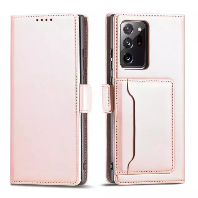 Magnet Kartenetui Hülle für Samsung Galaxy S22 Ultra Cover Card Wallet Kartenhalter Pink