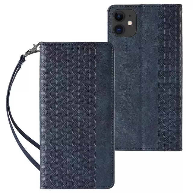 Magnet Strap Case für iPhone 13 Mini Cover Wallet Mini Lanyard Anhänger blau