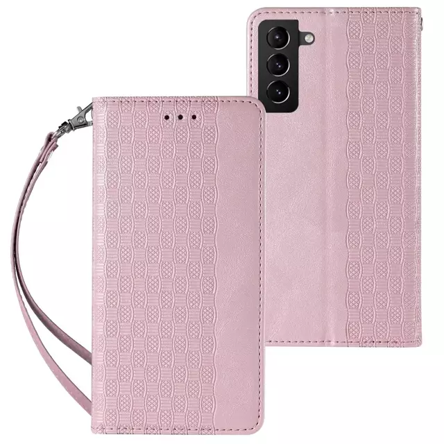 Magnetband Hülle Hülle für Samsung Galaxy S22 Ultra Tasche Geldbörse Mini Lanyard Anhänger Pink