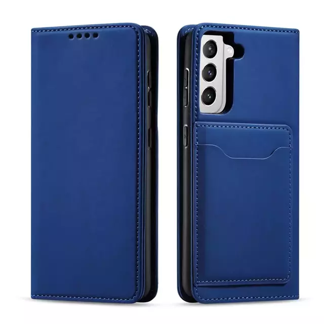 Magnetkartenhülle für Samsung Galaxy S22 (S22 Plus) Tasche Kartenetui Kartenhalter Blau