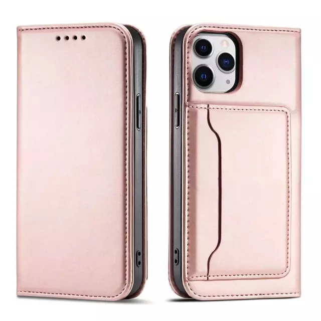 Magnetkartenhülle für iPhone 12 Pro Max Tasche Kartenetui Kartenhalter Pink