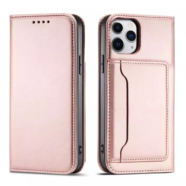 Magnetkartenhülle für iPhone 12 Pro Tasche Kartenetui Kartenhalter Rosa