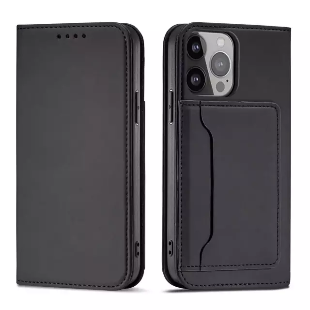 Magnetkartenhülle für iPhone 13 Pro Tasche Kartenetui Kartenhalter Schwarz