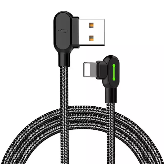 Mcdodo CA-4671 LED abgewinkeltes USB-auf-Lightning-Kabel, 1,2 m (schwarz)