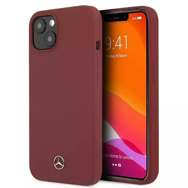 Mercedes MEHCP13MSILRE Schutzhülle für Apple iPhone 13 6.1" rot/rot Hardcase Silicone Line