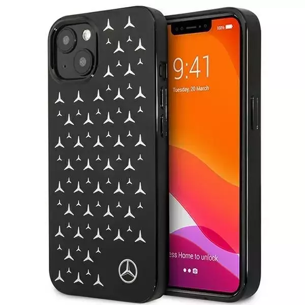 Mercedes MEHCP13SESPBK Schutzhülle für Apple iPhone 13 Mini 5.4" schwarz/schwarz Hardcase Silver Stars Pattern