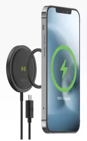 Mophie Snap Wireless Charging Pad – ein kabelloses Ladegerät, das MagSafe-Laden unterstützt – Android 15 W, iOS 7,5 W (schwarz)