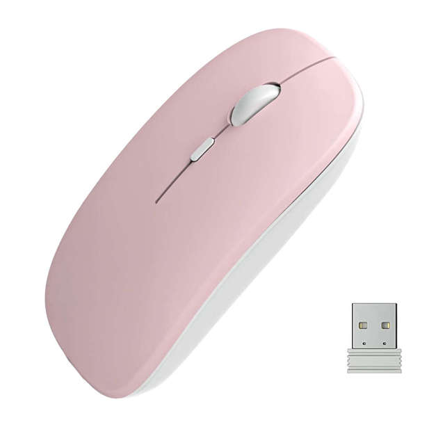 Mouse Alogy Bluetooth 5.0 Maus Kabellose Maus für 2.4GHZ Tablet Laptop Pink