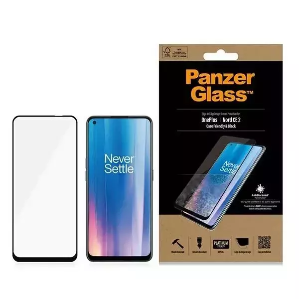 PanzerGlass E2E Super Panzerglas für OnePlus Nord CE 2 Case Friendly schwarz/schwarz