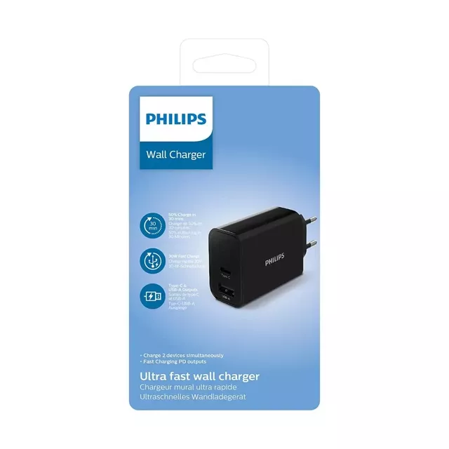 Philips Ladegerät 30 W USB TYPE-C PD QC Phil-DLP2621/12