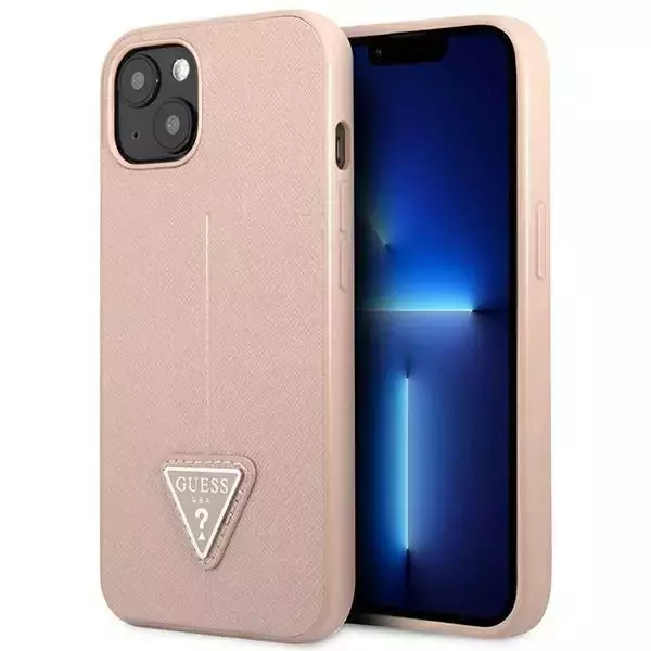 Ratet mal, GUHCP14MPSATLP Hülle für Apple iPhone 14 Plus 6,7" rosa/rosa Hardcase SaffianoTriangle Logo