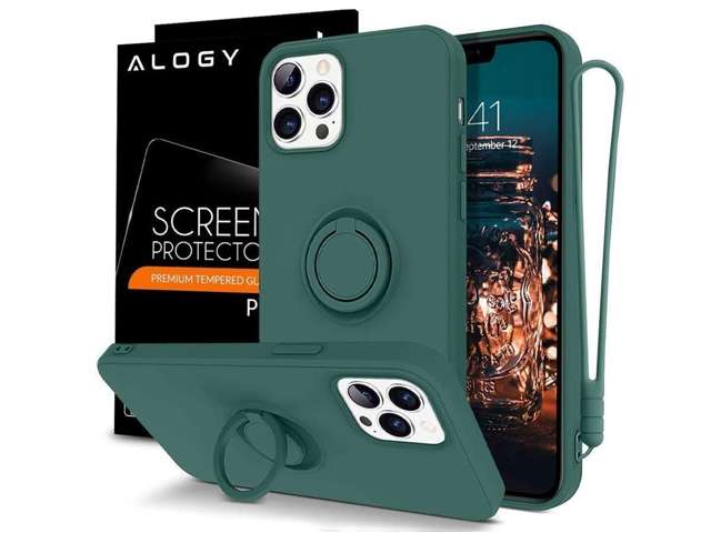 Ring Ultra Slim Alogy Silikonhülle für iPhone 12/12 Pro 6.1 Green Glass