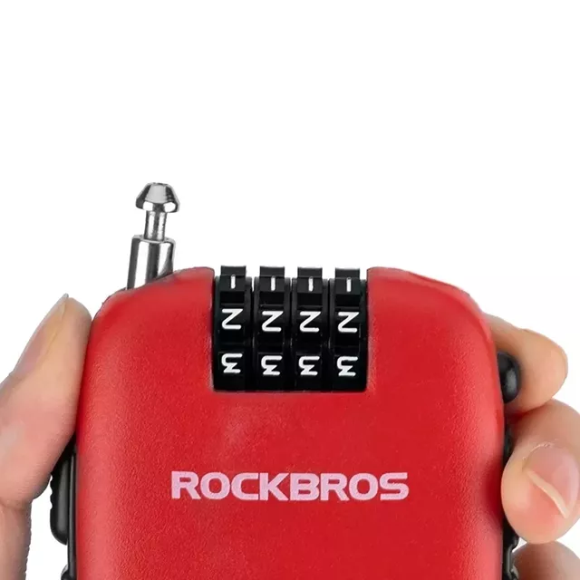 Rockbros 32420981001 Fahrradschloss mit einziehbarem Kabel – Rot