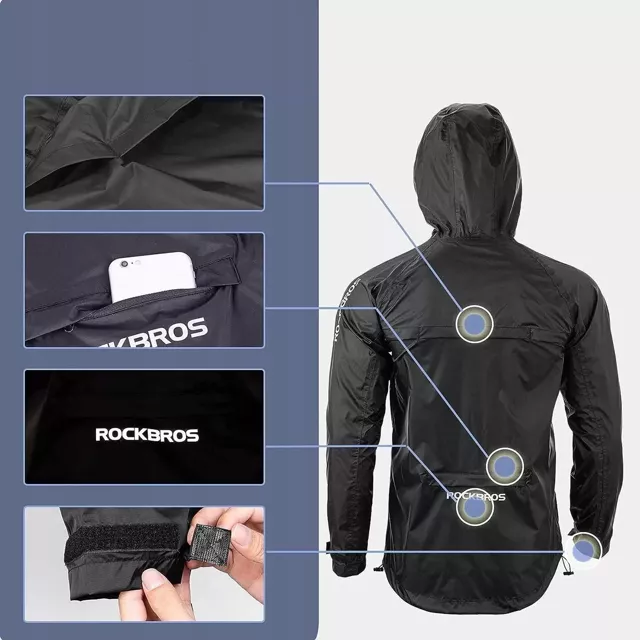 Rockbros YPY013BK3XL Regenjacke atmungsaktiv winddicht XXXL - Schwarz