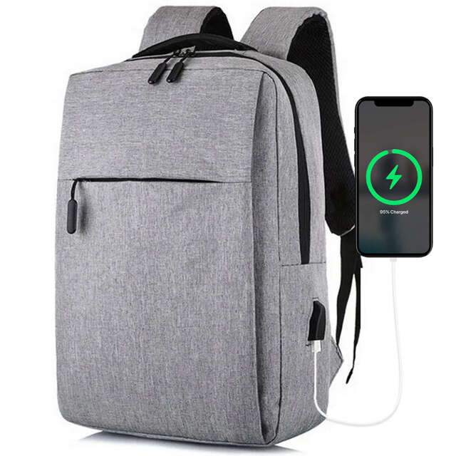 Rucksack Laptoptasche 15,6" groß wasserdicht mit USB-Anschluss Unisex 41x29x12cm für Flugzeug Alogy Rucksack Grau