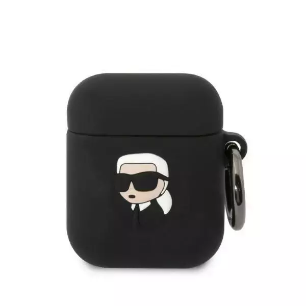 Schutzhülle für Kopfhörer Karl Lagerfeld KLA2RUNIKK für Apple AirPods 1/2 Cover schwarz/schwarz Silikon Karl Head 3D