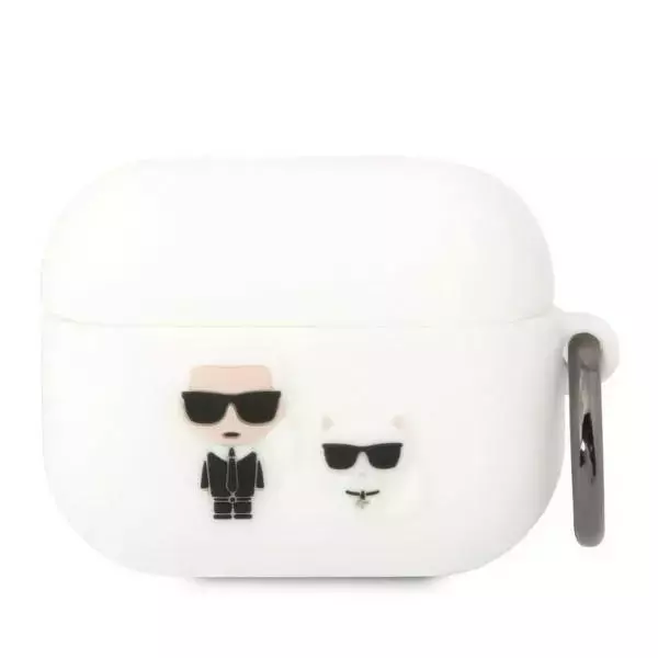 Schutzhülle für Kopfhörer Karl Lagerfeld KLACAPSILKCW für Apple AirPods Pro Hülle weiß/weiß Silikon Karl