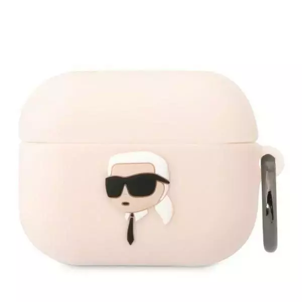 Schutzhülle für Kopfhörer Karl Lagerfeld KLAPRUNIKP für Apple AirPods Pro Cover rosa/rosa Silikon Karl Head 3D