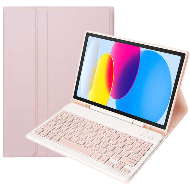 Schutzhülle mit kabelloser Tastatur Alogy Tastaturhülle mit Stifthalter für Apple iPad 10.9 2022 Pink