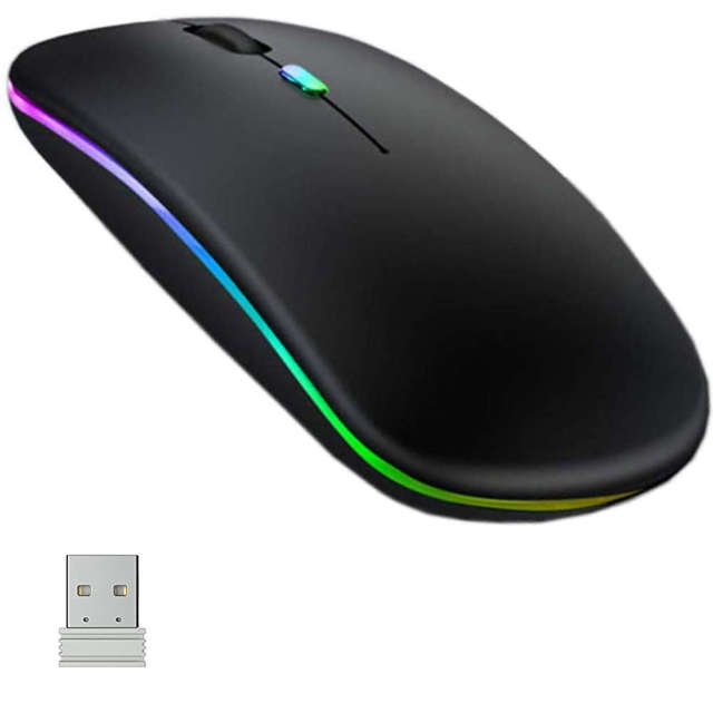 Silent Slim Mouse Alogy LED-Maus mit RGB-Hintergrundbeleuchtung für Tablet-Laptops Schwarz