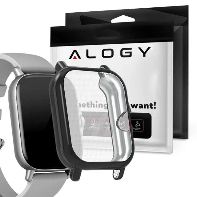 Silikonhülle mit Alogy Schutzfolie für Amazfit GTS 3 Black