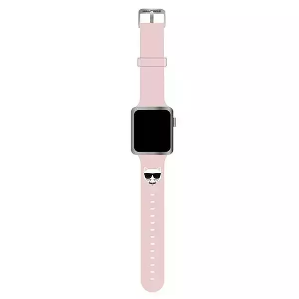 Smartwatch-Armband Karl Lagerfeld KLAWMSLCP für Apple Watch 38/40/41 mm rosa/rosa Armband Silikon-Choupette-Köpfe