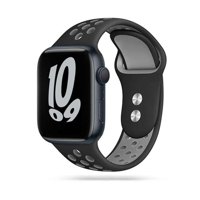 SoftBand Rubber Band Strap für Apple Watch 4/5/6/7/8 / SE / Ultra (42/44/45/49 mm) Schwarz / Grau