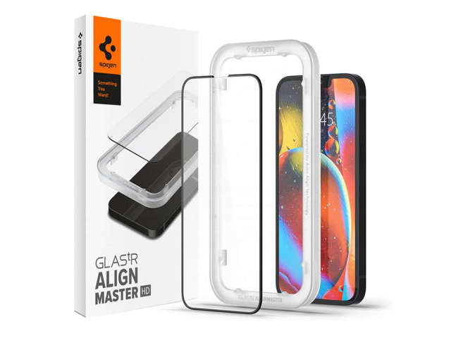 Spigen ALM Glass FC Panzerglas für Apple iPhone 13/13 Pro Schwarz