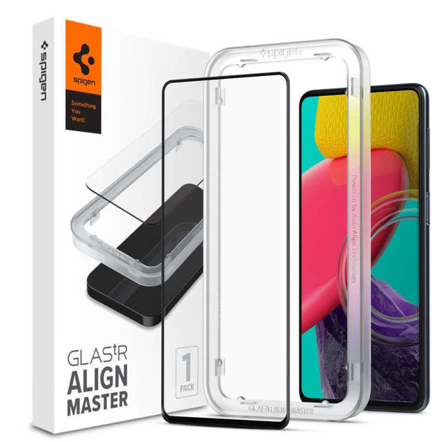 Spigen Alm Glass FC Panzerglas für Samsung Galaxy M53 5G Schwarz