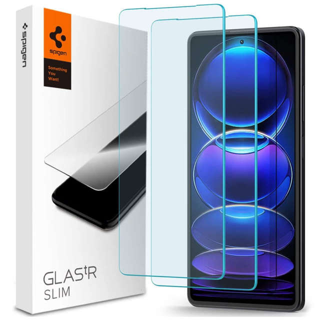 Spigen Glas.TR Slim 2er-Pack Panzerglas für Xiaomi Redmi Note 12 Pro 5G / 12 Pro Plus 5G / Poco X5 Pro 5G