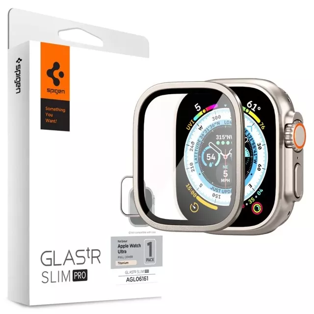 Spigen Glas.TR Slim Pro gehärtetes Glas für Apple Watch Ultra 1/2 (49 mm) Titan