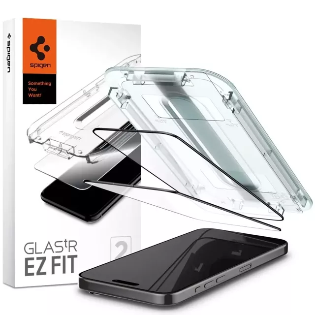 Spigen Glas.tR „Ez Fit“ FC 2er-Pack gehärtetes Glas für Apple iPhone 15 Pro Schwarz