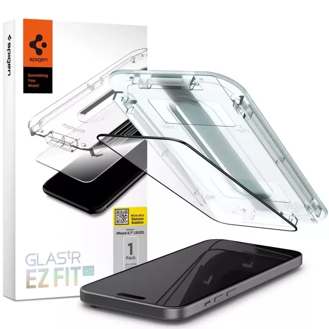 Spigen Glas.tR „Ez Fit“ FC gehärtetes Glas für Apple iPhone 15 Plus Schwarz
