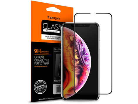 Spigen Glas.tR Slim FC Glas für das schwarze Gehäuse des iPhone Xs Max / 11 Pro Max