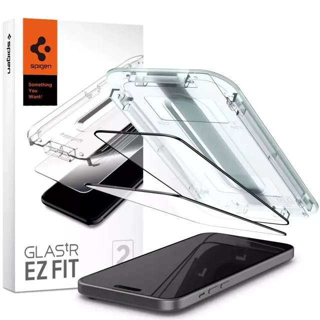 Spigen Glas.tT „Ez Fit“ FC 2er-Pack gehärtetes Glas für Apple iPhone 15 Plus Schwarz